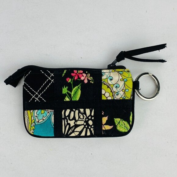 Vera Bradley Spectator Collection Patchwork Floral Logo Keychain Coin Case - Picture 3 of 5